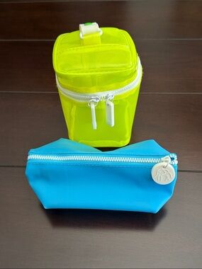 Drunk Elephant Neon Yellow & Aqua Blue Bag Set
